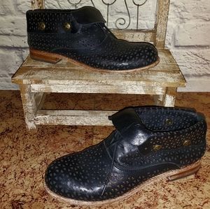 Patricia Nash Laser Cut Leather Ankle Booties